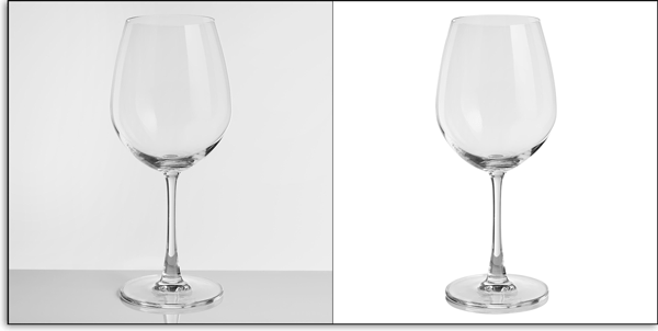 Clipping path for glass product photos