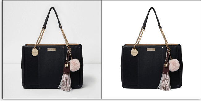 Clipping path to remove background from bag image