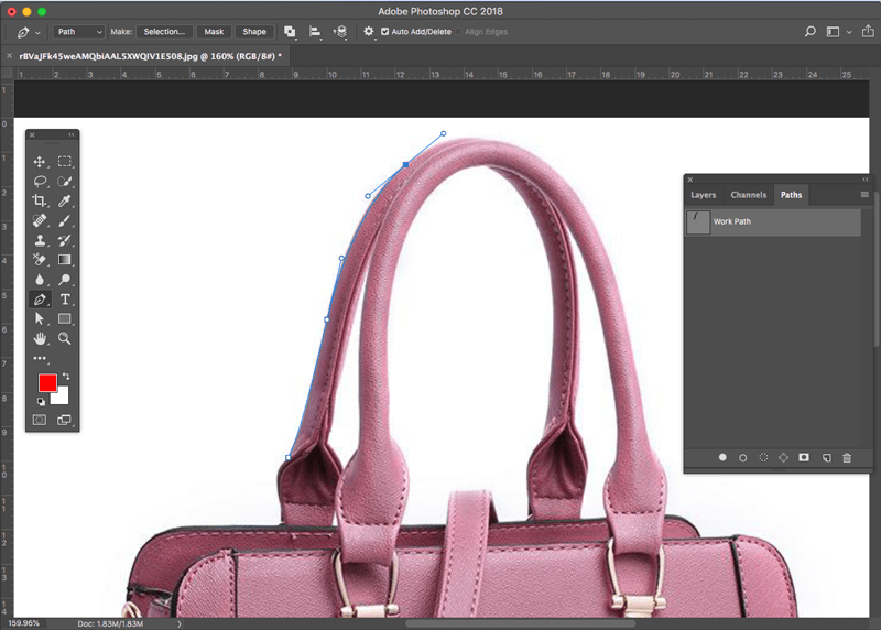 Draw path around the bag image