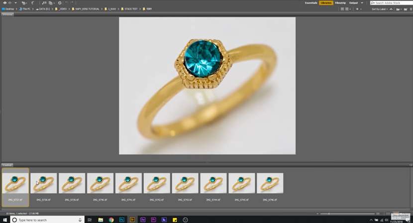 Focus stacking the ring image